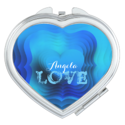 Pretty Blue Love Heart 3D Design Mirror For Makeup