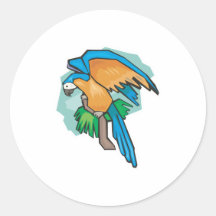pretty blue macaw parrot round stickers