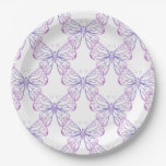 Pretty Blue Mauve and Pink Butterfly Art Paper Plate