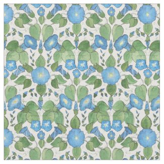 Pretty Blue Morning Glory Floral Fabric