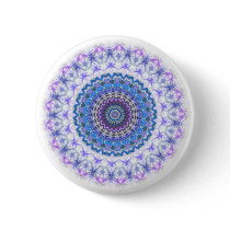 Pretty Blue Purple Kaleidoscope Mandala button pin