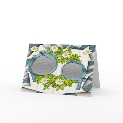 pretty blue two frames photo card Zazzle_card pretty blue two frames photo card Zazzle_card