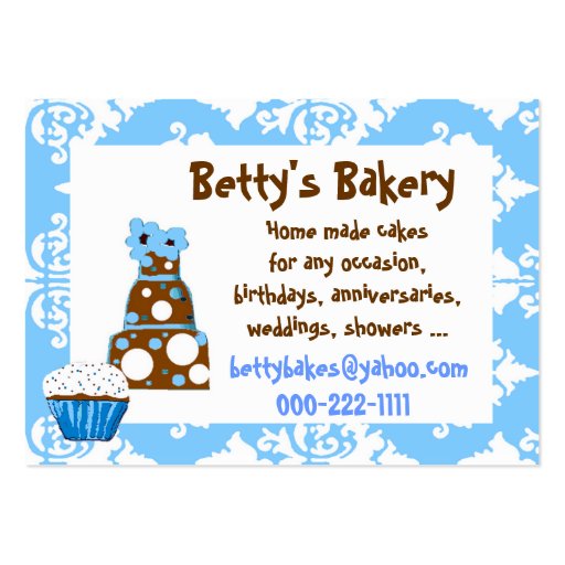Pretty blue, white, and brown Business Card (front side)