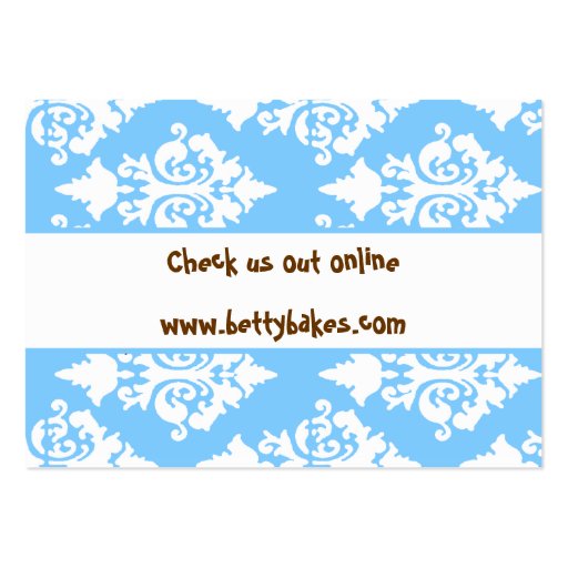 Pretty blue, white, and brown Business Card (back side)