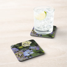 Pretty Blue White Hydrangeas Beverage Coasters