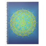 Pretty Blue/Yellow Oriental Design Spiral Notebook
