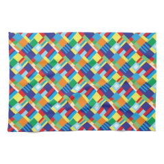 Pretty Bold Colorful Diagonal Quilt Pattern Kitchen Towels