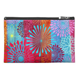 Pretty Bold Colorful Flower Bursts on Wide Stripes Travel Accessories Bags
