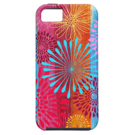 Pretty Bold Colorful Flower Bursts on Wide Stripes iPhone 5/5S Covers