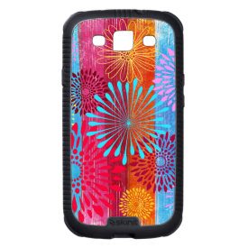 Pretty Bold Colorful Flower Bursts on Wide Stripes Samsung Galaxy S3 Covers