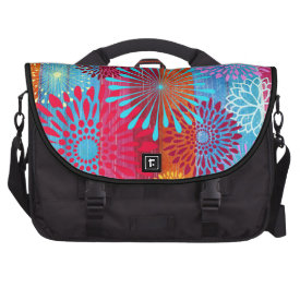 Pretty Bold Colorful Flower Bursts on Wide Stripes Bags For Laptop