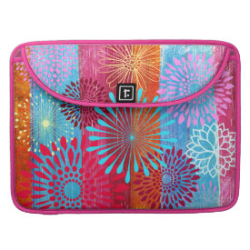 Pretty Bold Colorful Flower Bursts on Wide Stripes Sleeves For MacBook Pro