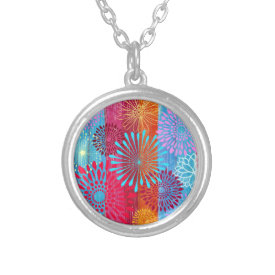 Pretty Bold Colorful Flower Bursts on Wide Stripes Custom Jewelry