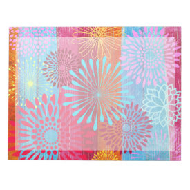 Pretty Bold Colorful Flower Bursts on Wide Stripes Scratch Pad