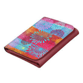 Pretty Bold Colorful Flower Bursts on Wide Stripes Wallets