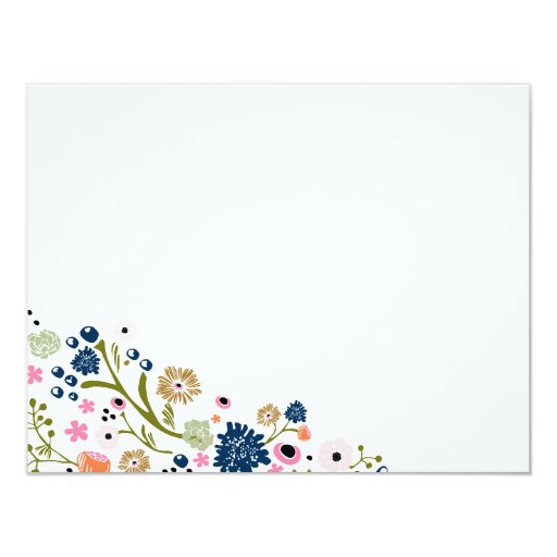 Pretty Bouquet Floral Directions Info Card Navy Custom Invites