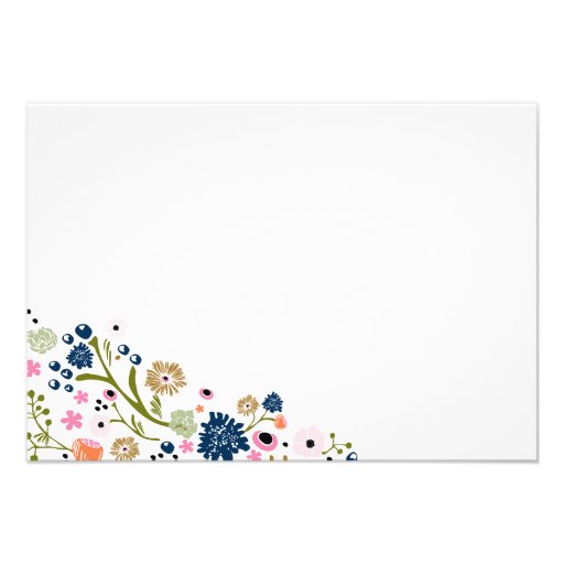 Pretty Bouquet Floral | R S V P Reply Card Navy