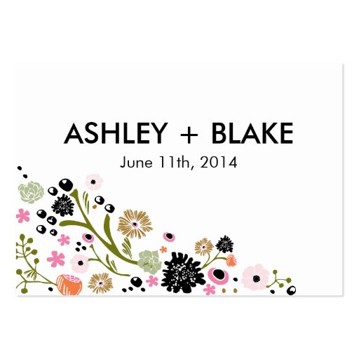 Pretty Bouquet Floral Wedding Favor Card Business Card Template (front side)