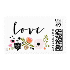Pretty Bouquet Floral Wedding L O V E Stamp
