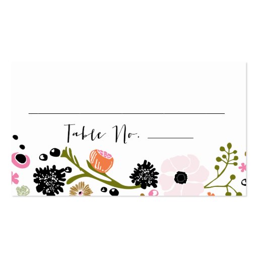 Pretty Bouquet Floral Wedding Table No. Card Business Card Templates (front side)