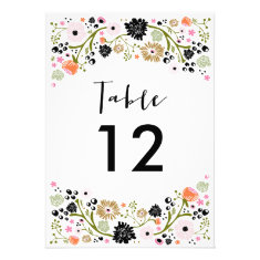 Pretty Bouquet Wedding Table Number Invitation