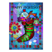 Pretty bright birdie christmas holidays greeting cards