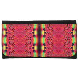Pretty Bright Pink Yellow Lace Design Wallet
