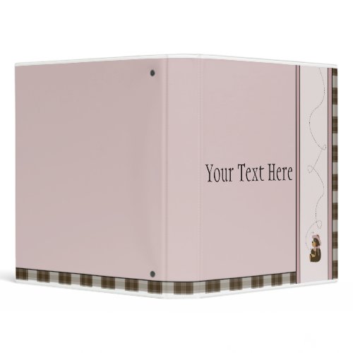 Pretty Brown Bear With Bees Brown Plaid Binder