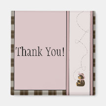 Pretty Brown Bear Brown Plaid Customizable Magnet