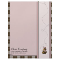 Pretty Brown Bear Brown Plaid Letterhead letterhead