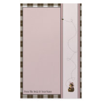 Pretty Brown Bear Brown Plaid Stationery stationery