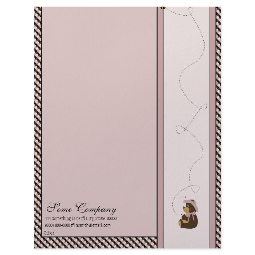 Pretty Brown Bear With Bees Color Swatches Letterhead