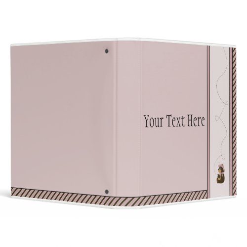 Pretty Brown Bear With Bees Diagonal Stripes Binder