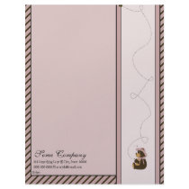 Pretty Brown Bear Diagonal Stripes Letterhead letterhead