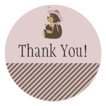 Pretty Brown Bear Diagonal Stripes Thanks Sticker stickers