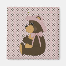 Pretty Brown Bear Dots Magnet