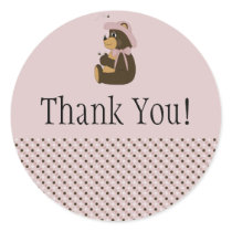 Pretty Brown Bear Dots Thank You Sticker stickers
