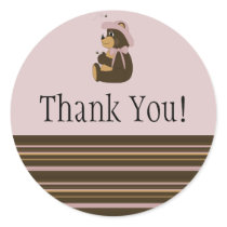Pretty Brown Bear Horizontal Stripe Thanks Sticker stickers