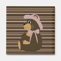Pretty Brown Bear Horizontal Stripes Magnet