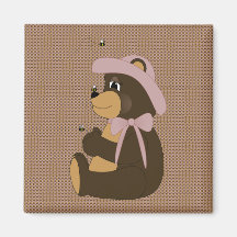 Pretty Brown Bear Pattern Magnet