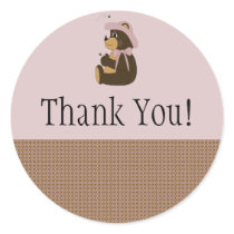 Pretty Brown Bear Pattern Thank You Sticker stickers