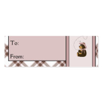 Pretty Brown Bear Pink Plaid Gift Tags business cards