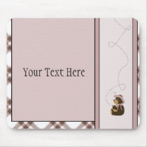 Pretty Brown Bear Pink Plaid Mousepad mousepads