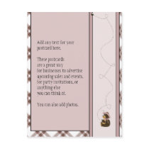 Pretty Brown Bear Pink Plaid Postcard postcards