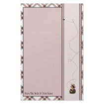 Pretty Brown Bear Pink Plaid Stationery stationery
