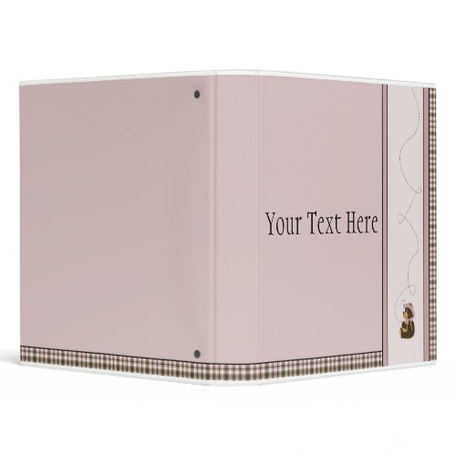 Pretty Brown Bear With Bees Rose Plaid Binder