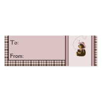 Pretty Brown Bear Rose Plaid Gift Tags business cards