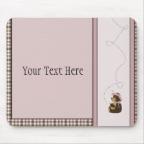 Pretty Brown Bear Rose Plaid Mousepad mousepads