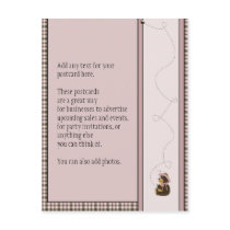 Pretty Brown Bear Rose Plaid Postcard postcards
