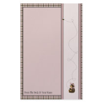 Pretty Brown Bear Rose Plaid Stationery stationery